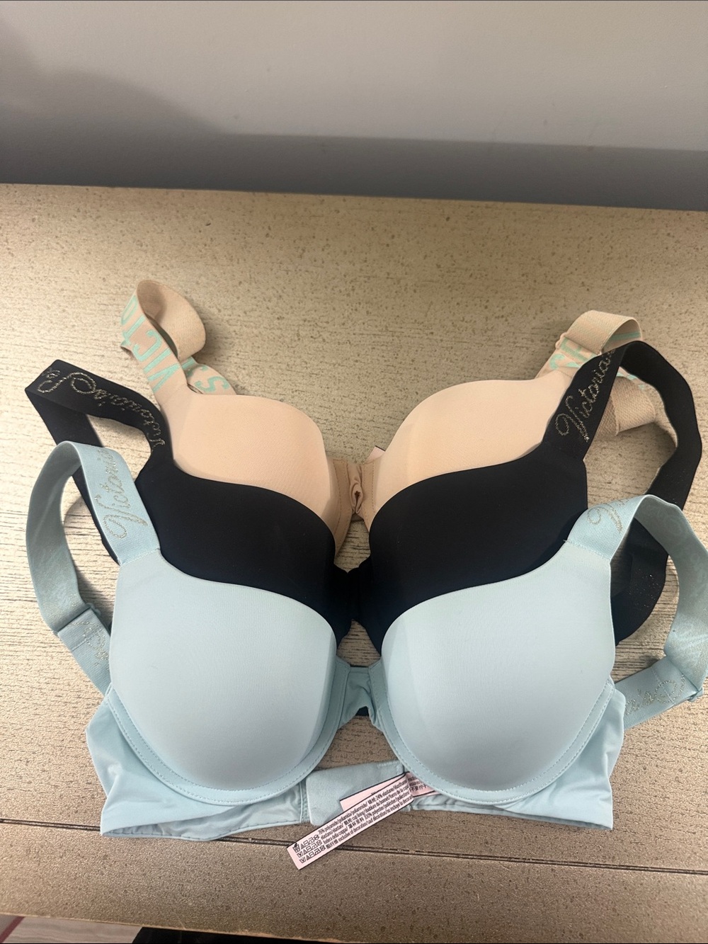 Victoria's Secret Bras in Nude, Black & Light Blue - 3-Pack